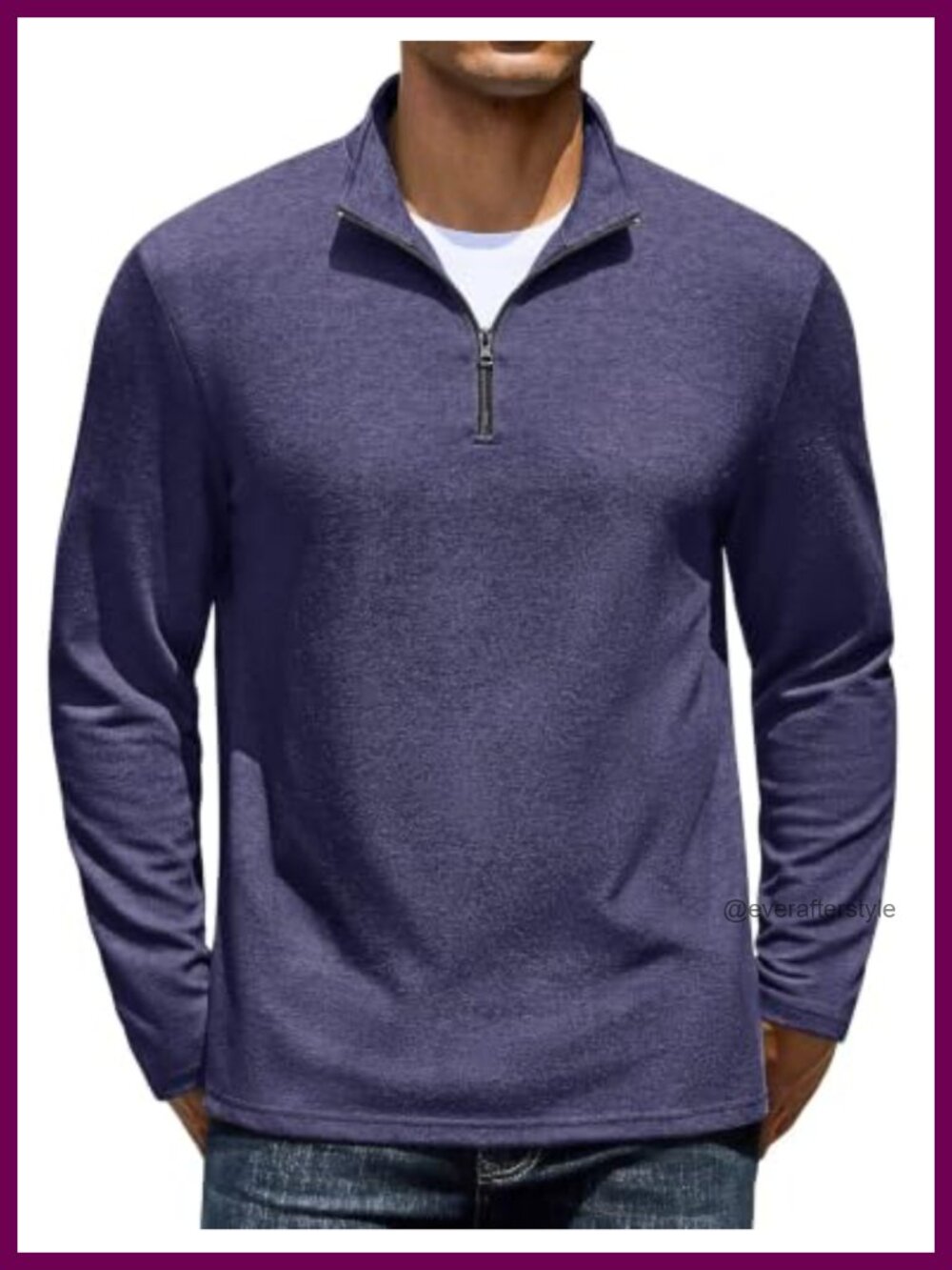 Quarter Zip Pullover Lightweight Mock Neck Cotton Blend Sweatshirt